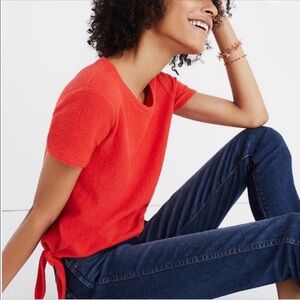 Madewell Short Sleeve Tie-Hem Tee in Bright Red